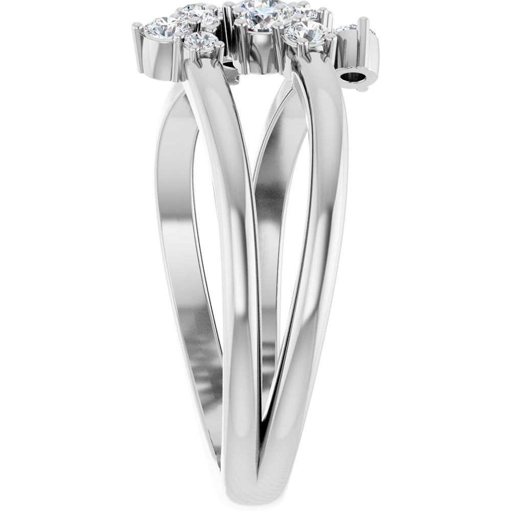 14K White Gold 1/2 CTW Natural Diamond Cluster Bypass Ring