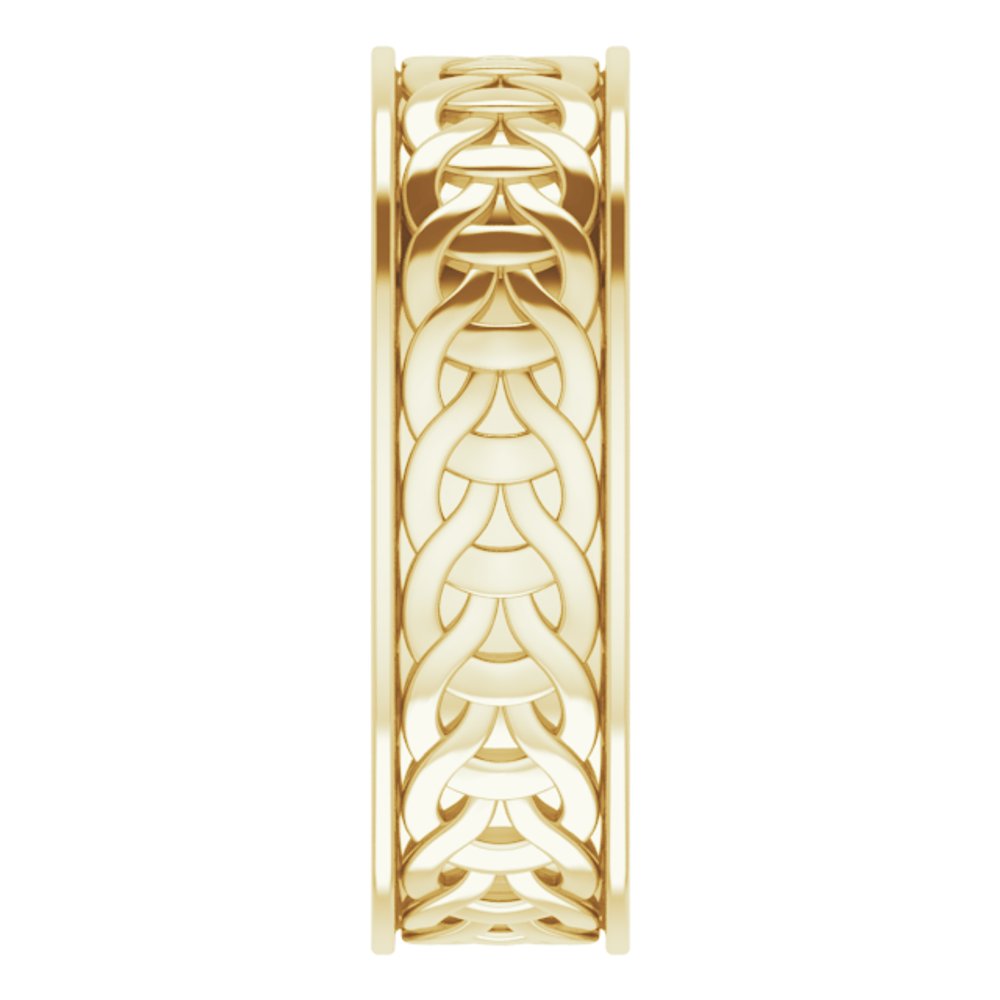 14K Yellow Gold 7 mm Woven-Design Flat Band Size 10.5