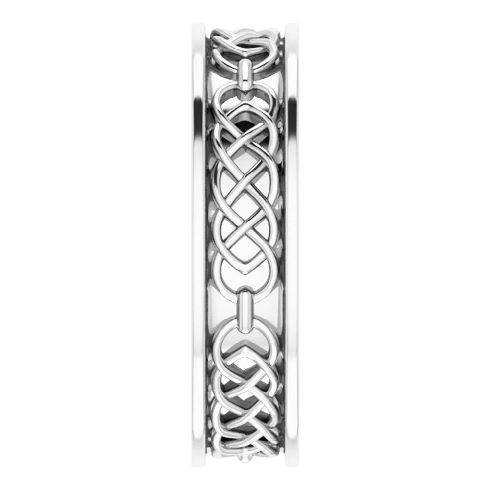 14K White Gold 6 mm Celtic-Inspired Flat Band Size 10