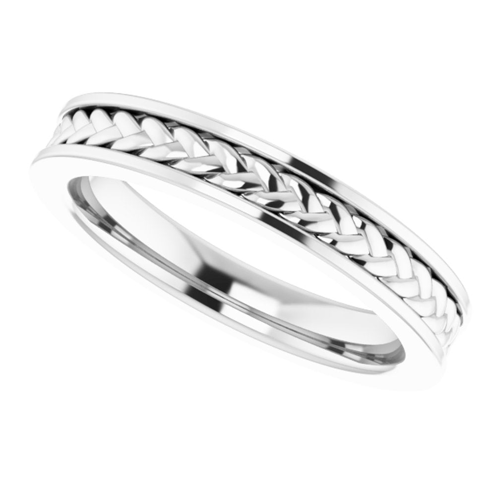 Platinum 3 mm Woven Design Band Size 6