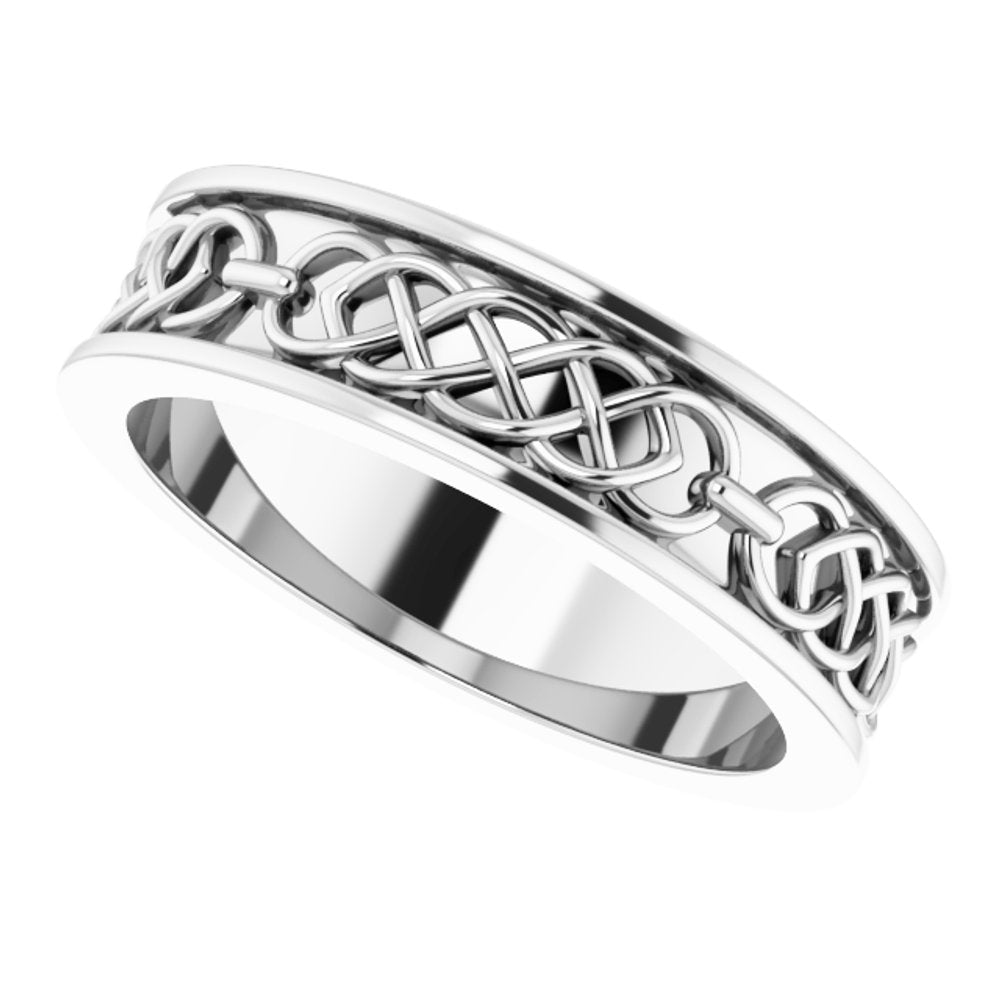 14K White Gold 6 mm Celtic-Inspired Flat Band Size 10