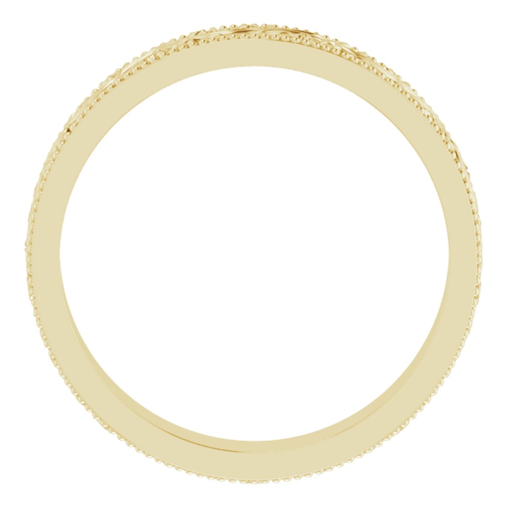 10K Yellow Gold 4 mm Milgrain Edge Floral Flat Band Size 8.5