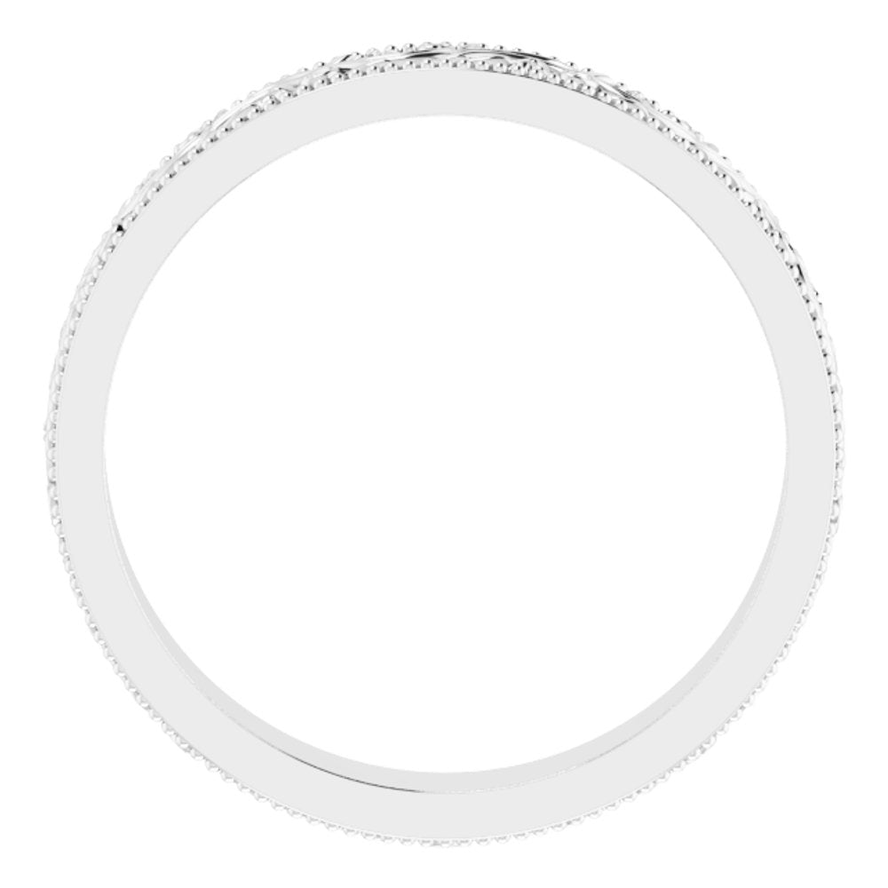 Sterling Silver 4 mm Milgrain Edge Floral Flat Band Size 8.5