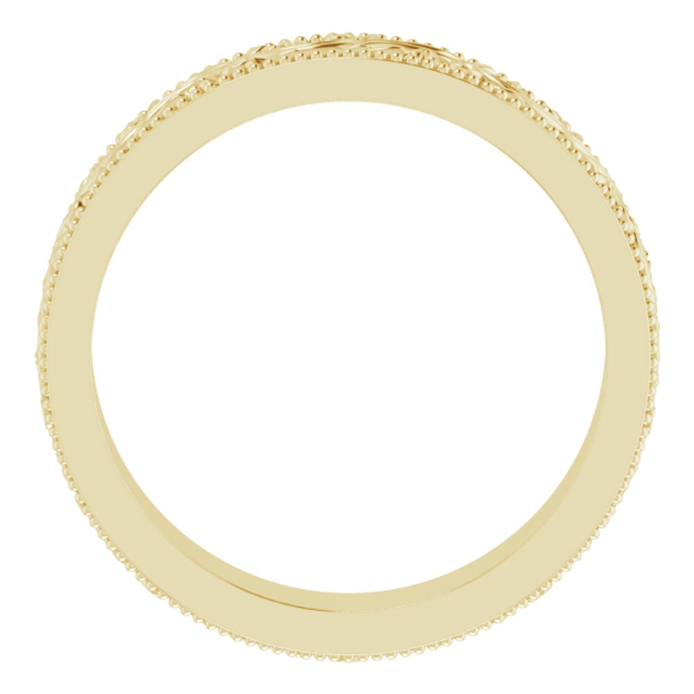 10K Yellow Gold 4 mm Milgrain Edge Floral Flat Band Size 4