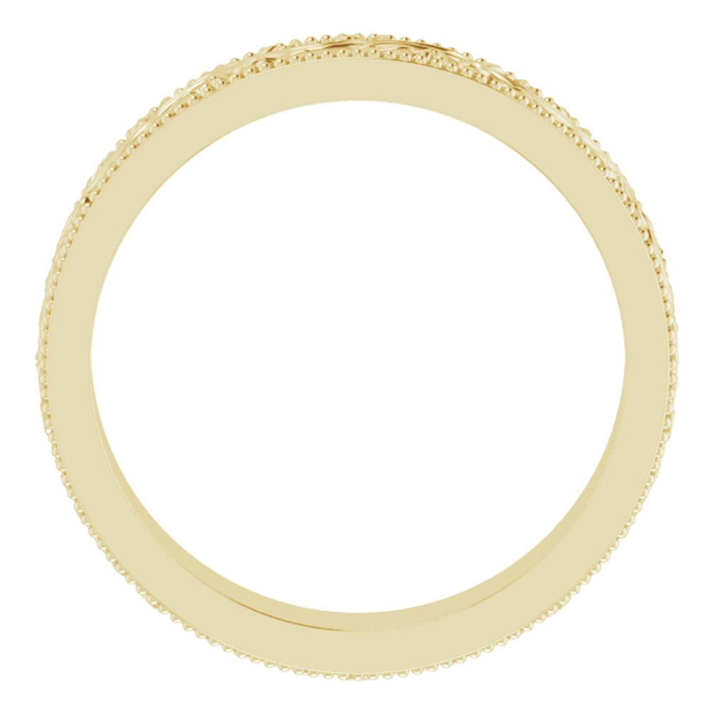 14K Yellow Gold 4 mm Milgrain Edge Floral Flat Band Size 5.5
