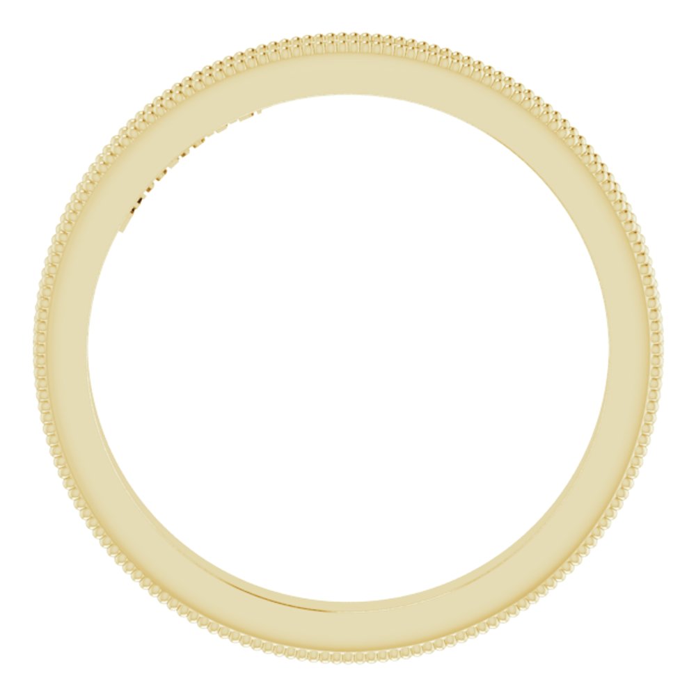 14K Yellow Gold 2.5 mm Milgrain Edge Sculptural Flat Band Size 7