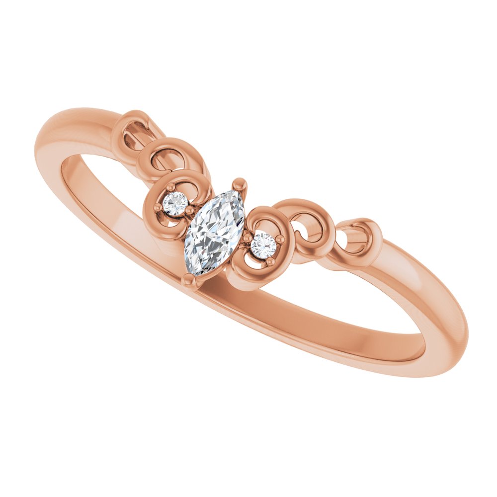 14K Rose Gold .07 CTW Natural Diamond Sculptural Contour Band
