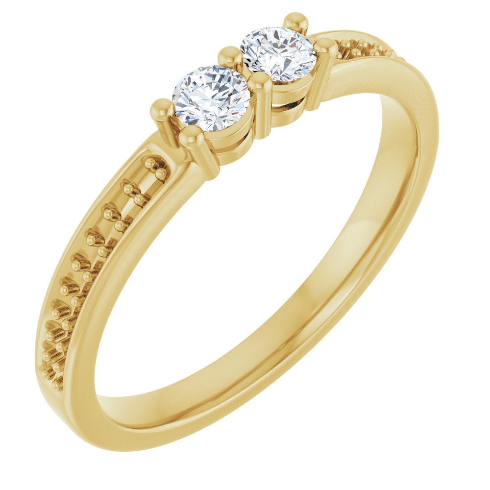 14K Yellow 2-Stone .07 CTW Lab-Grown Diamond Semi-Set Family Ring