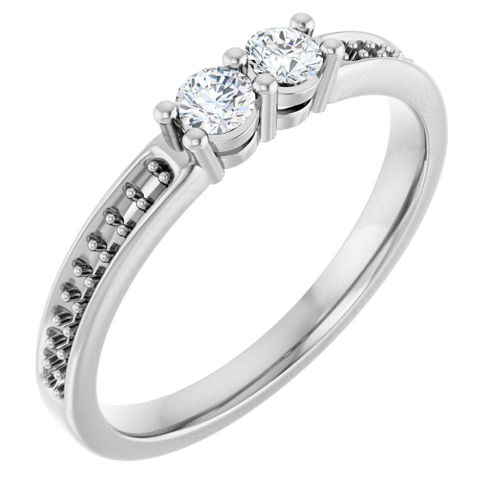 14K White 2-Stone .07 CTW Lab-Grown Diamond Semi-Set Family Ring