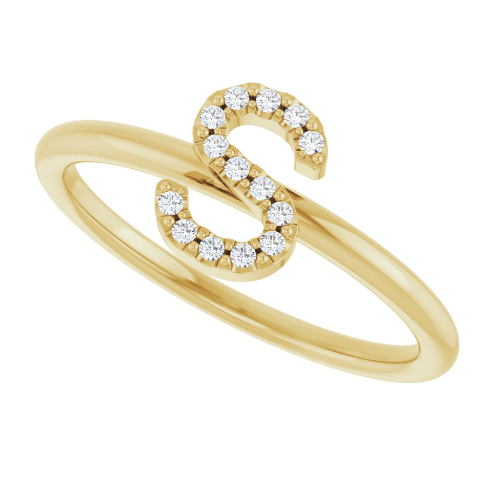 14K Yellow Gold .05 CTW Natural Diamond Initial S Ring