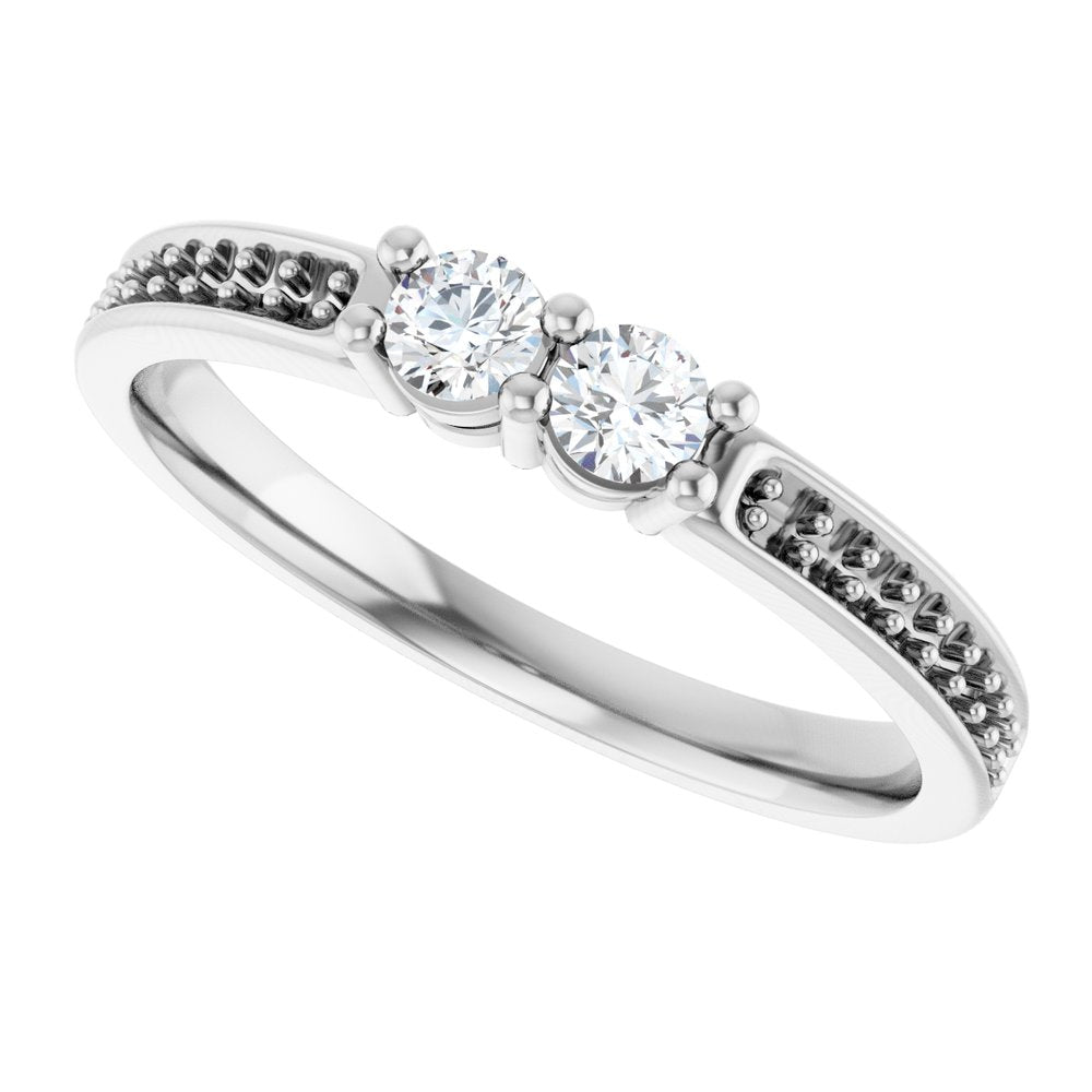 14K White 2-Stone .07 CTW Lab-Grown Diamond Semi-Set Family Ring