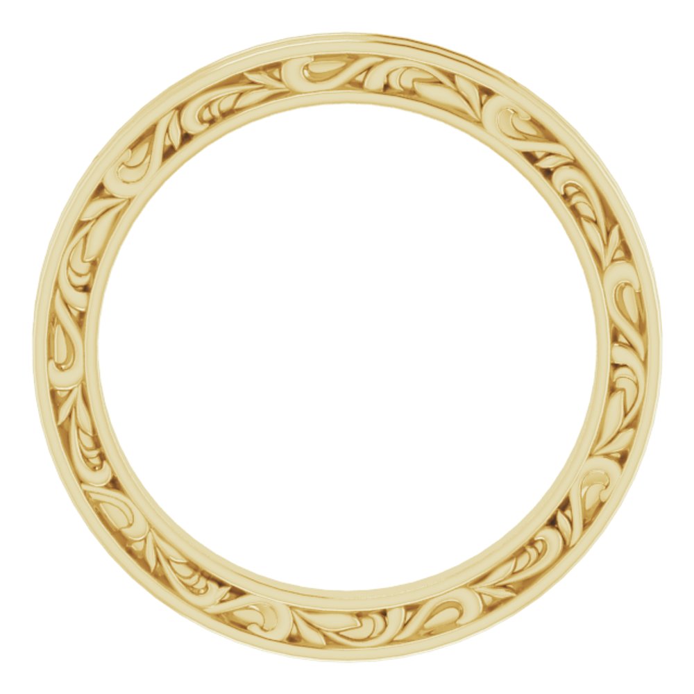 14K Yellow Gold 2 mm Floral Flat Band Size 6