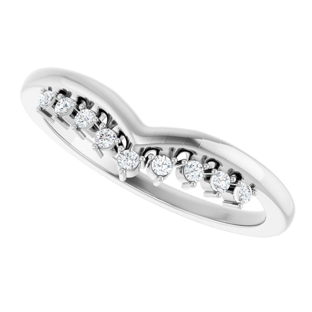 14K White .08 CTW Natural Diamond Contour Band