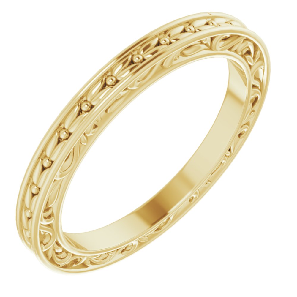 14K Yellow 2 mm Sculptural-Inspired Leaf Band Size 5
