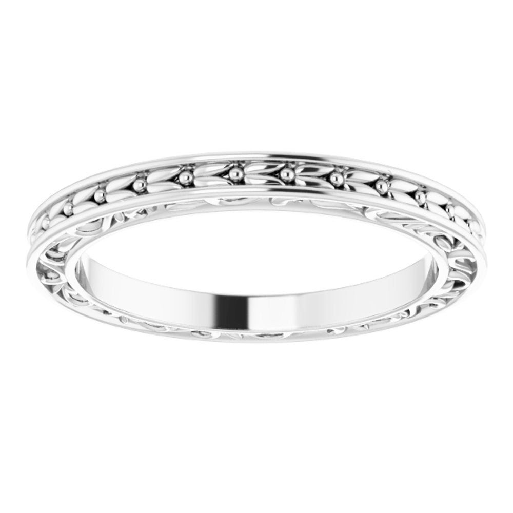 14K White 2 mm Sculptural-Inspired Leaf Band