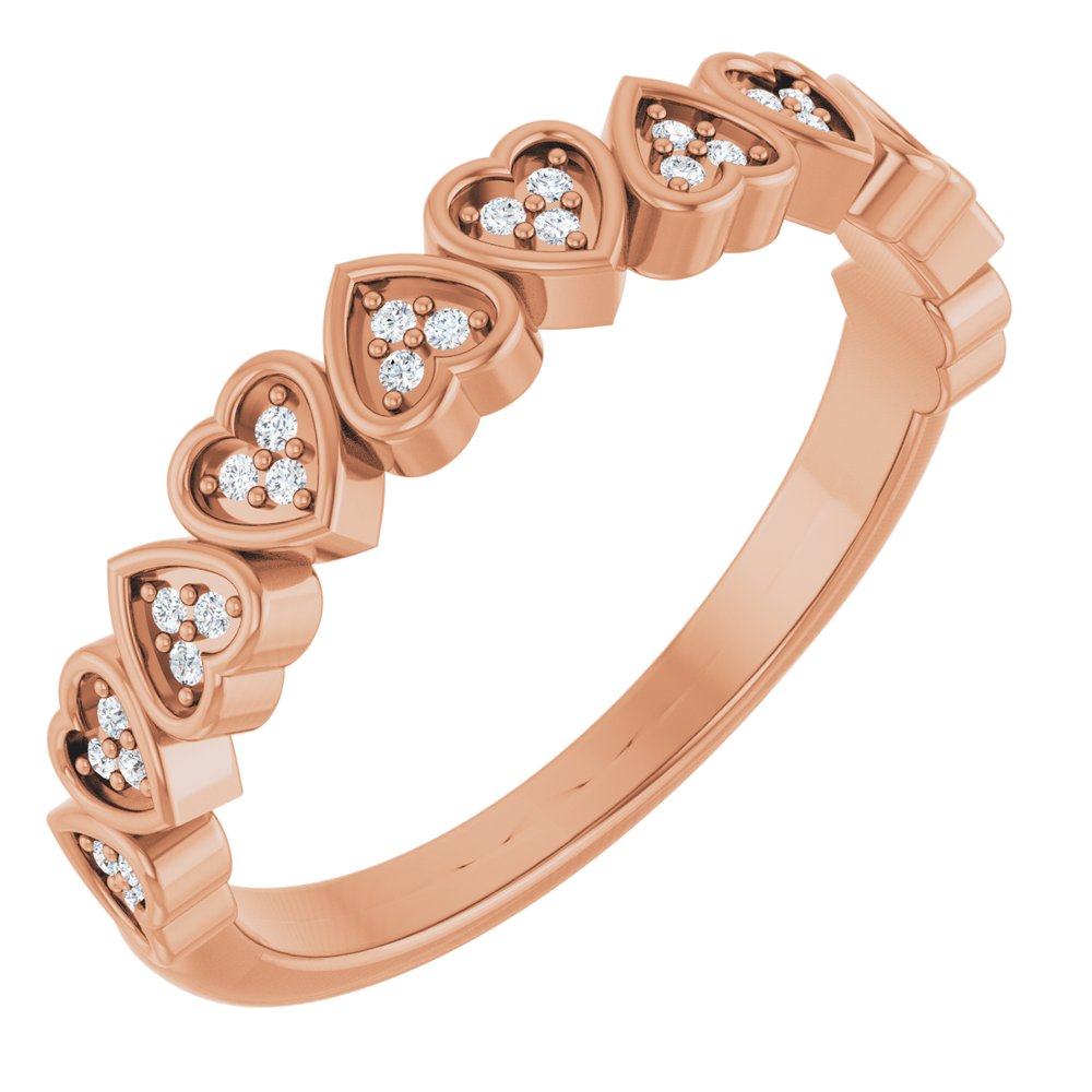 14K Rose .07 CTW Natural Diamond Heart Anniversary Band