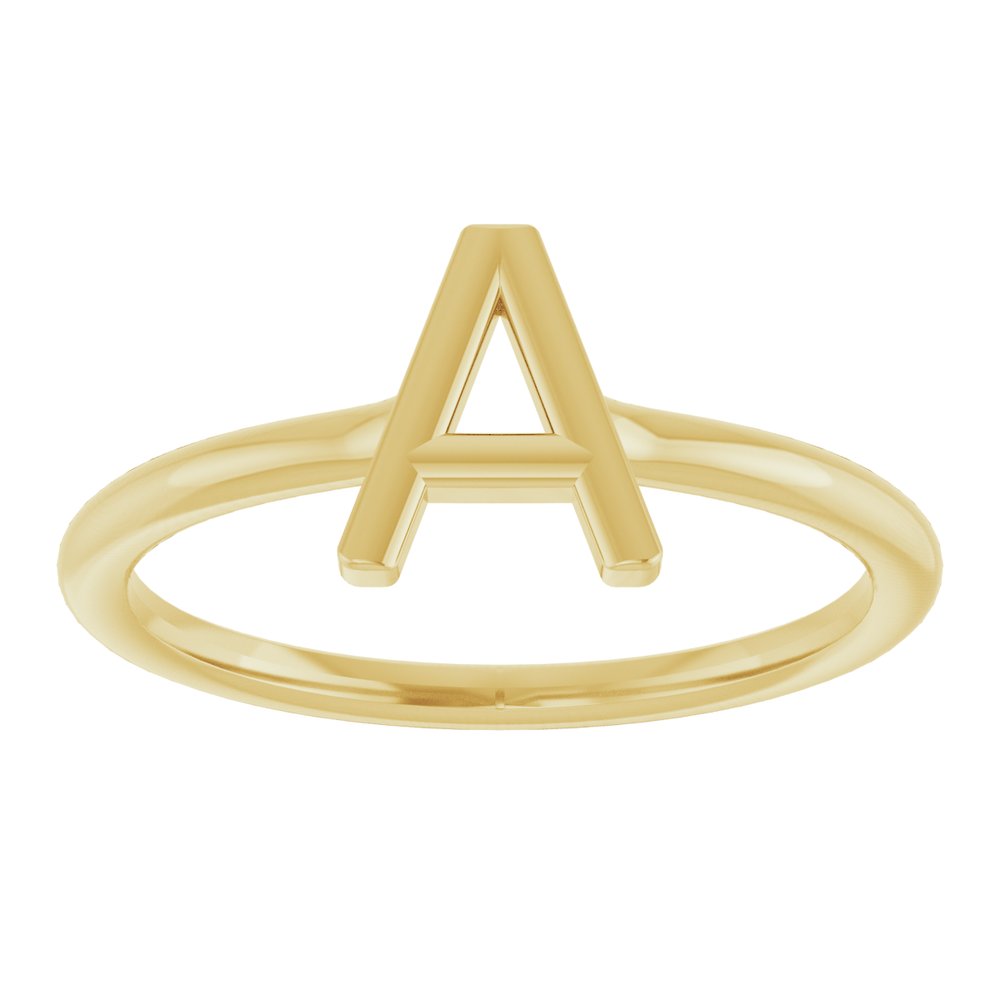 14K Yellow Gold Initial A Ring