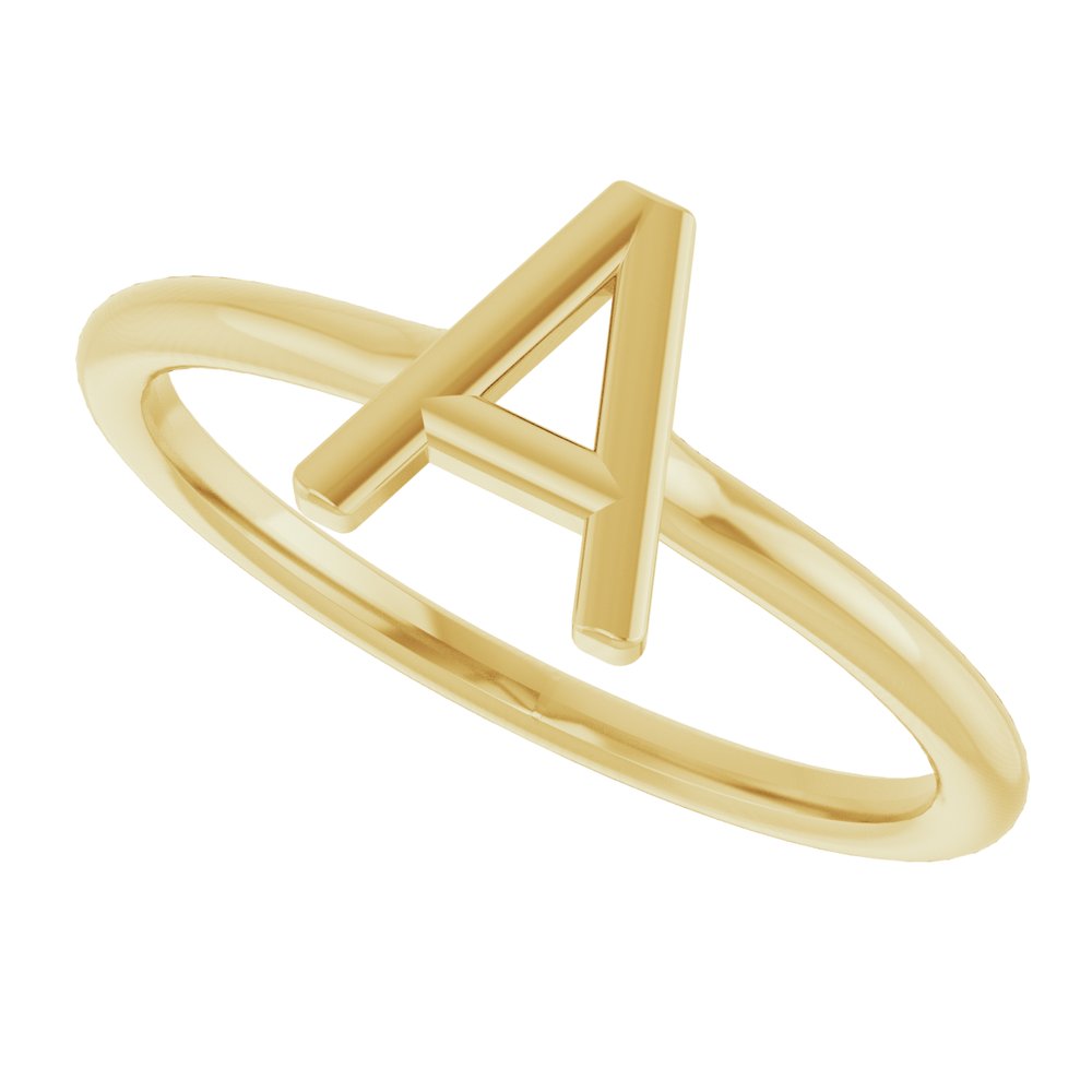 14K Yellow Gold Initial A Ring