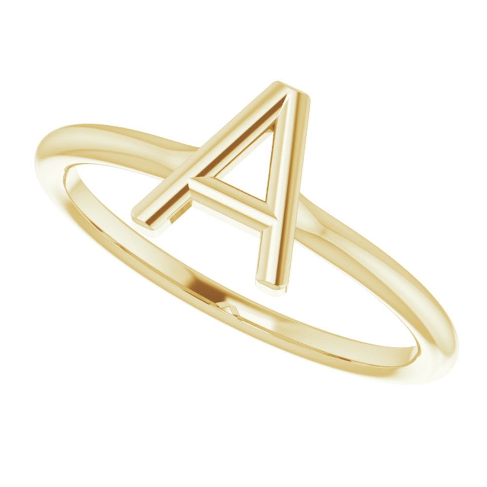 14K Yellow Gold Initial A Ring