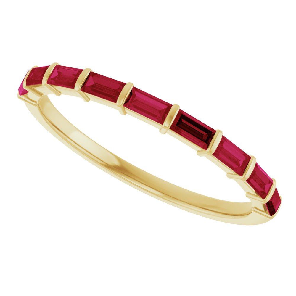 14K Yellow Gold Lab-Grown Ruby Anniversary Band