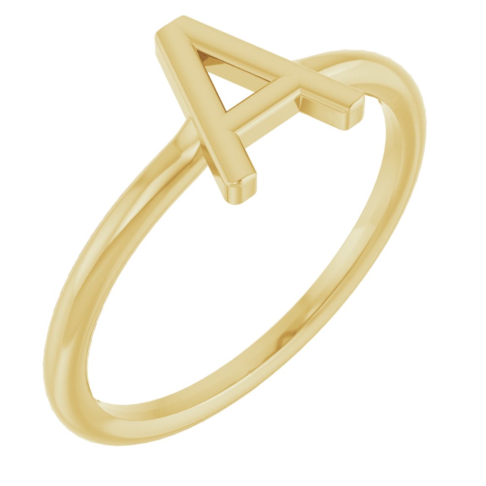 14K Yellow Gold Initial A Ring