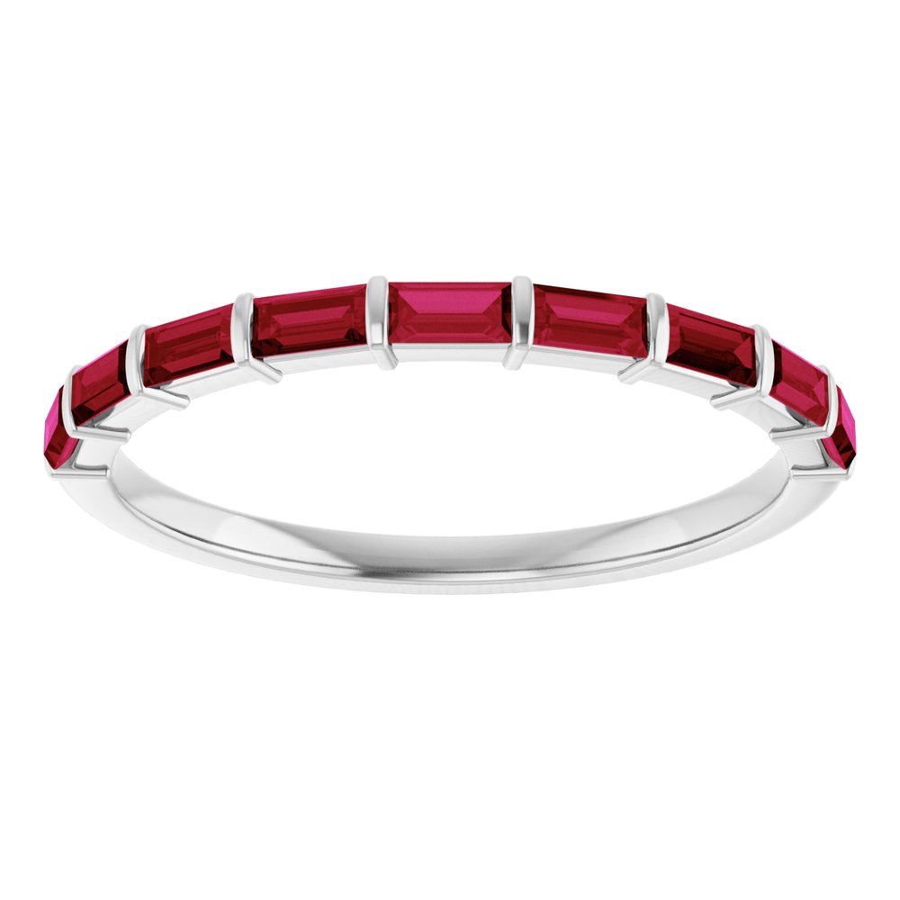 14K White Gold Lab-Grown Ruby Anniversary Band