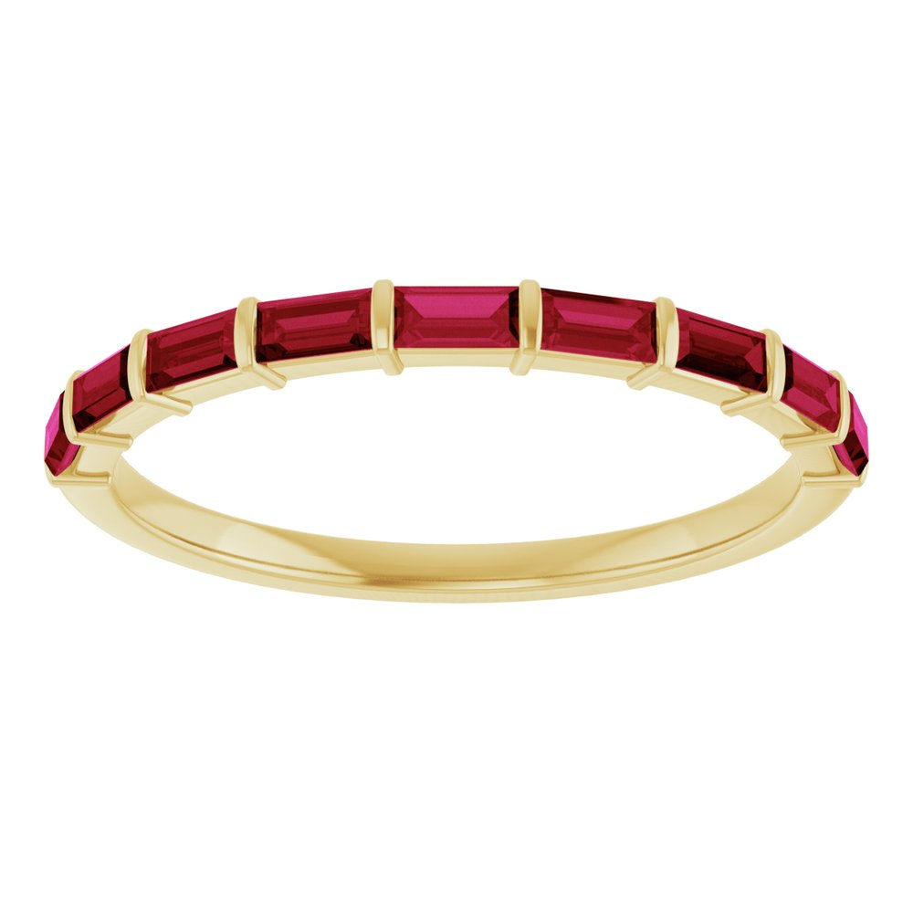 14K Yellow Gold Lab-Grown Ruby Anniversary Band