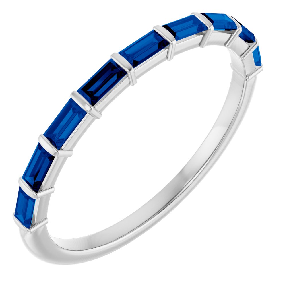 14K White Gold Lab-Grown Sapphire Anniversary Band