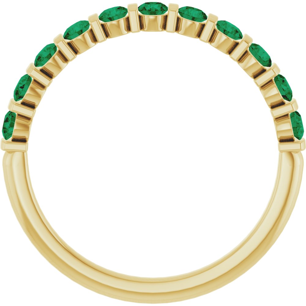 14K Yellow Gold Lab-Grown Emerald Anniversary Band