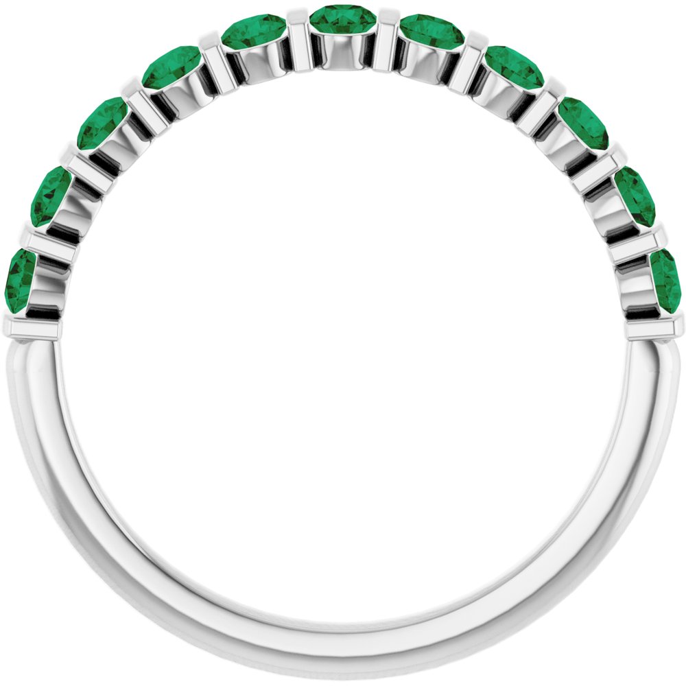 14K White Gold Lab-Grown Emerald Anniversary Band