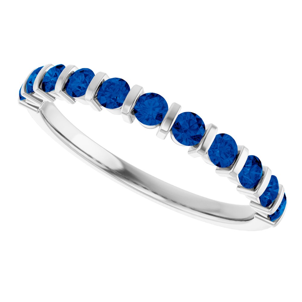 14K White Gold Lab-Grown Sapphire Anniversary Band
