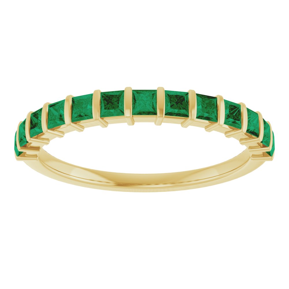 14K Yellow Gold Lab-Grown Emerald Anniversary Band