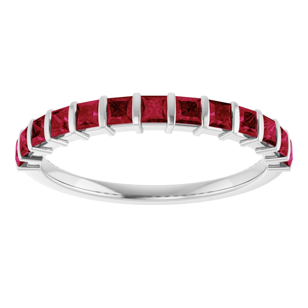 14K White Gold Lab-Grown Ruby Anniversary Band