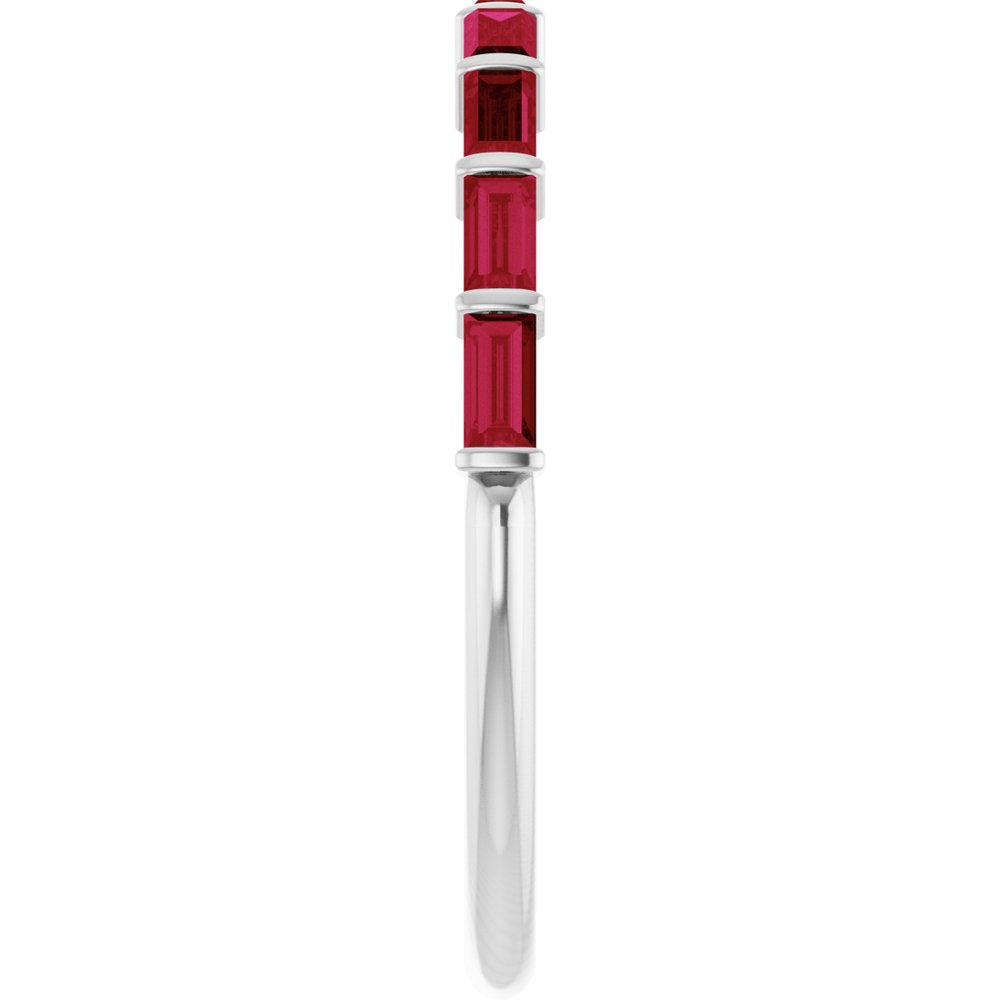 14K White Gold Lab-Grown Ruby Anniversary Band