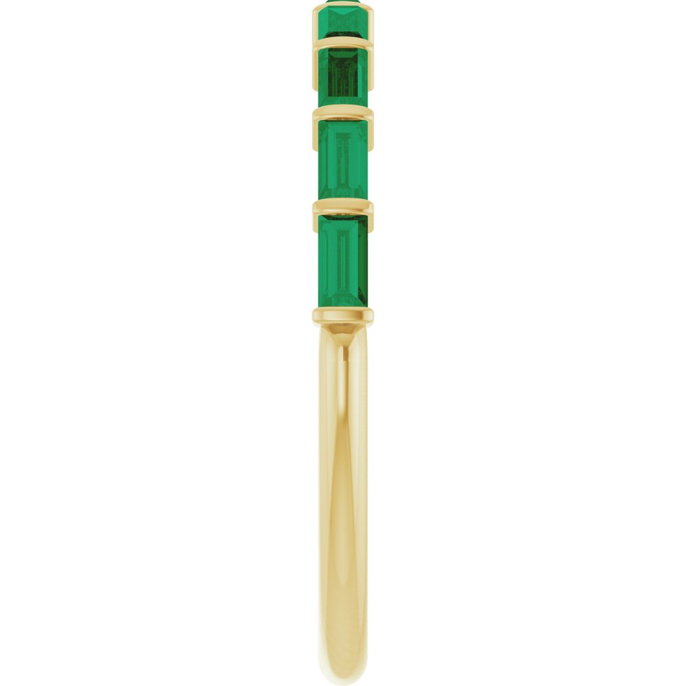 14K Yellow Gold Lab-Grown Emerald Anniversary Band
