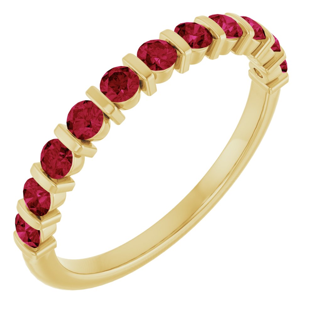 14K Yellow Gold Lab-Grown Ruby Anniversary Band