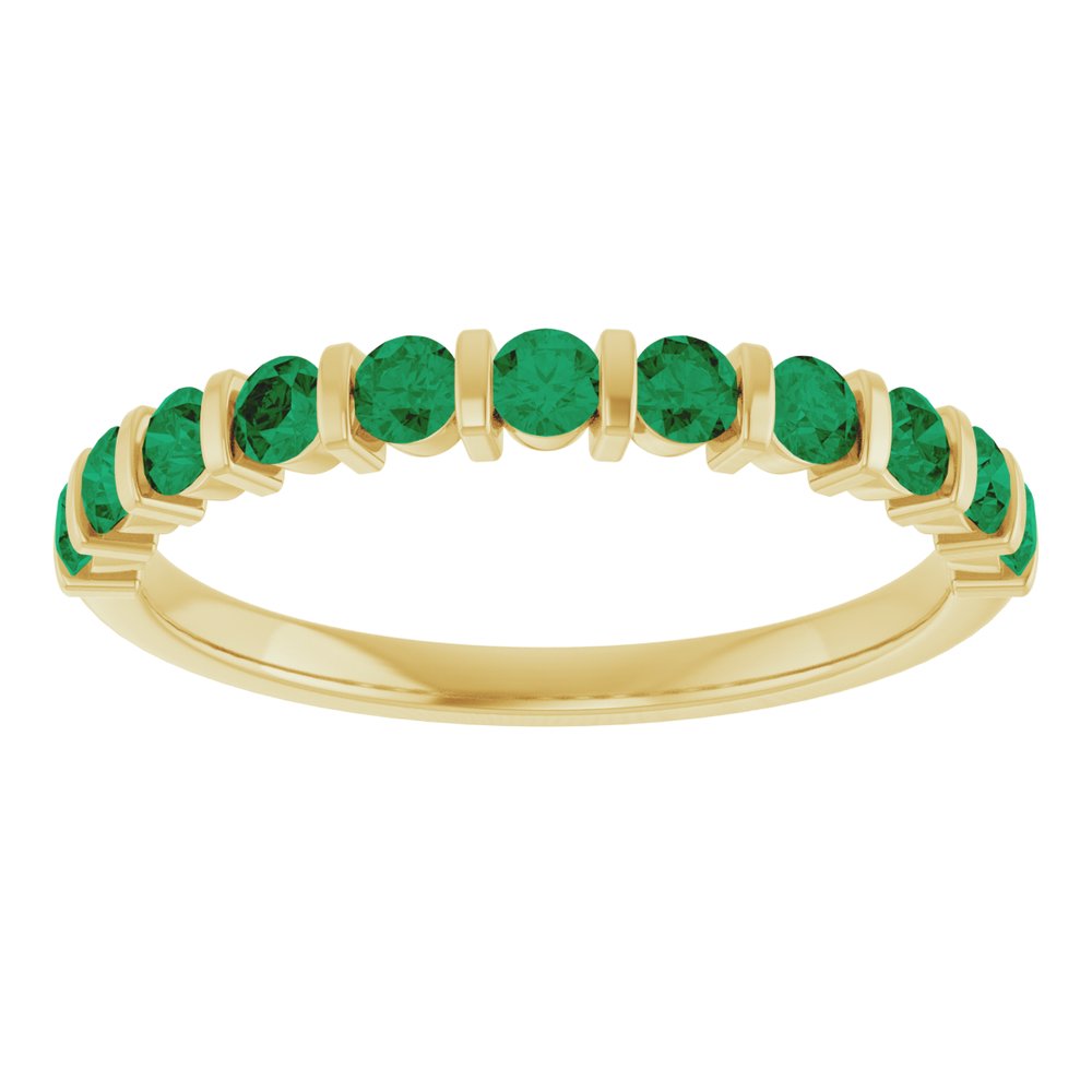 14K Yellow Gold Lab-Grown Emerald Anniversary Band