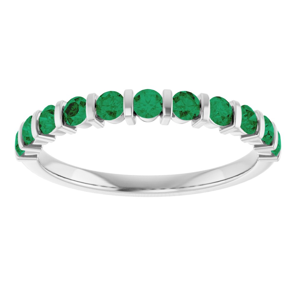 14K White Gold Lab-Grown Emerald Anniversary Band