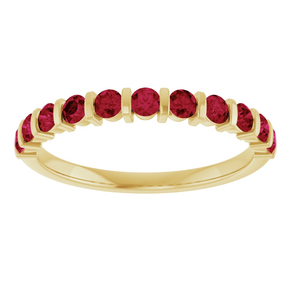 14K Yellow Gold Lab-Grown Ruby Anniversary Band