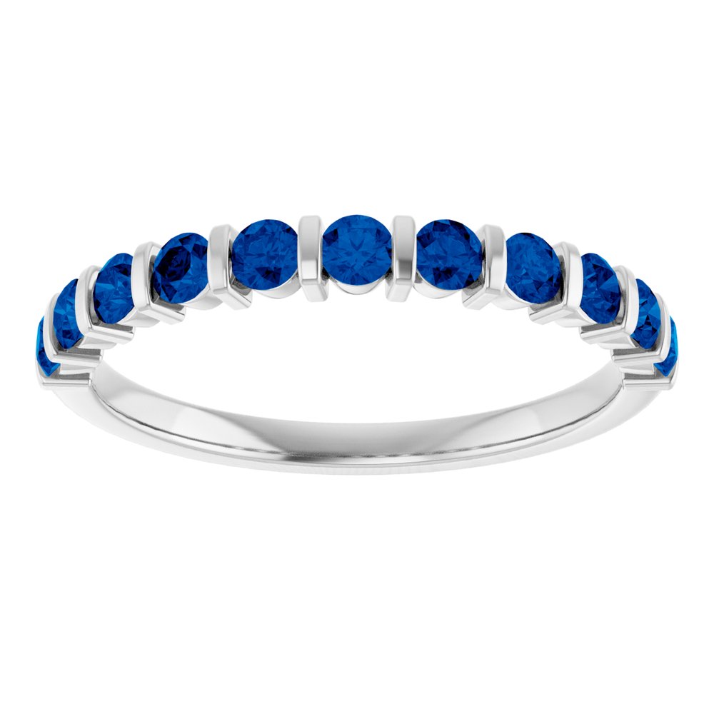 14K White Gold Lab-Grown Sapphire Anniversary Band
