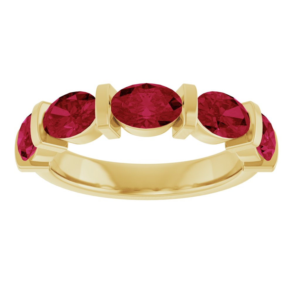 14K Yellow Gold Lab-Grown Ruby Anniversary Band