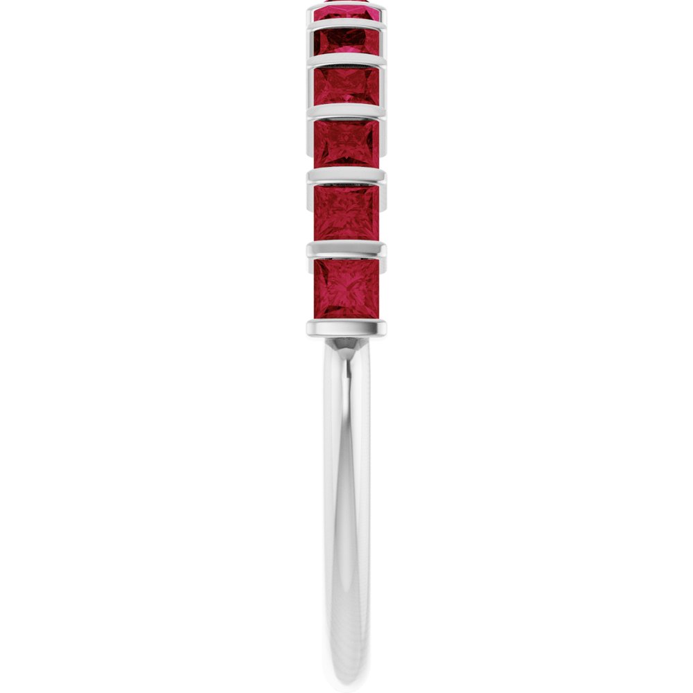 14K White Gold Lab-Grown Ruby Anniversary Band
