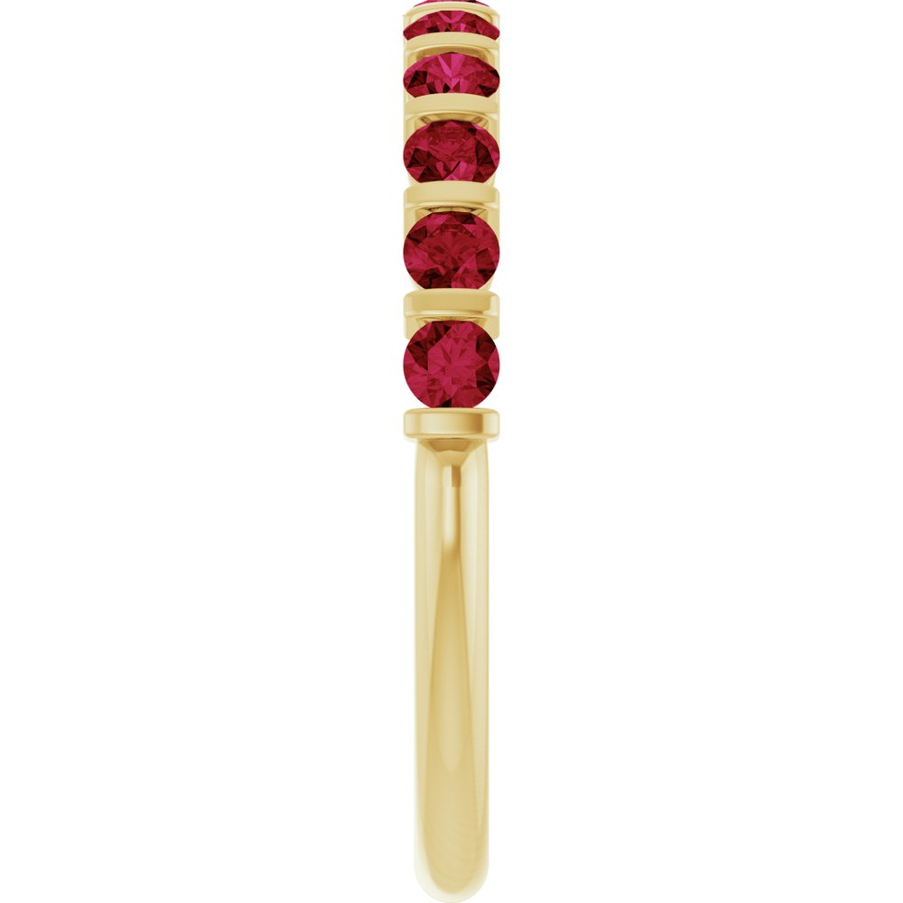 14K Yellow Gold Lab-Grown Ruby Anniversary Band