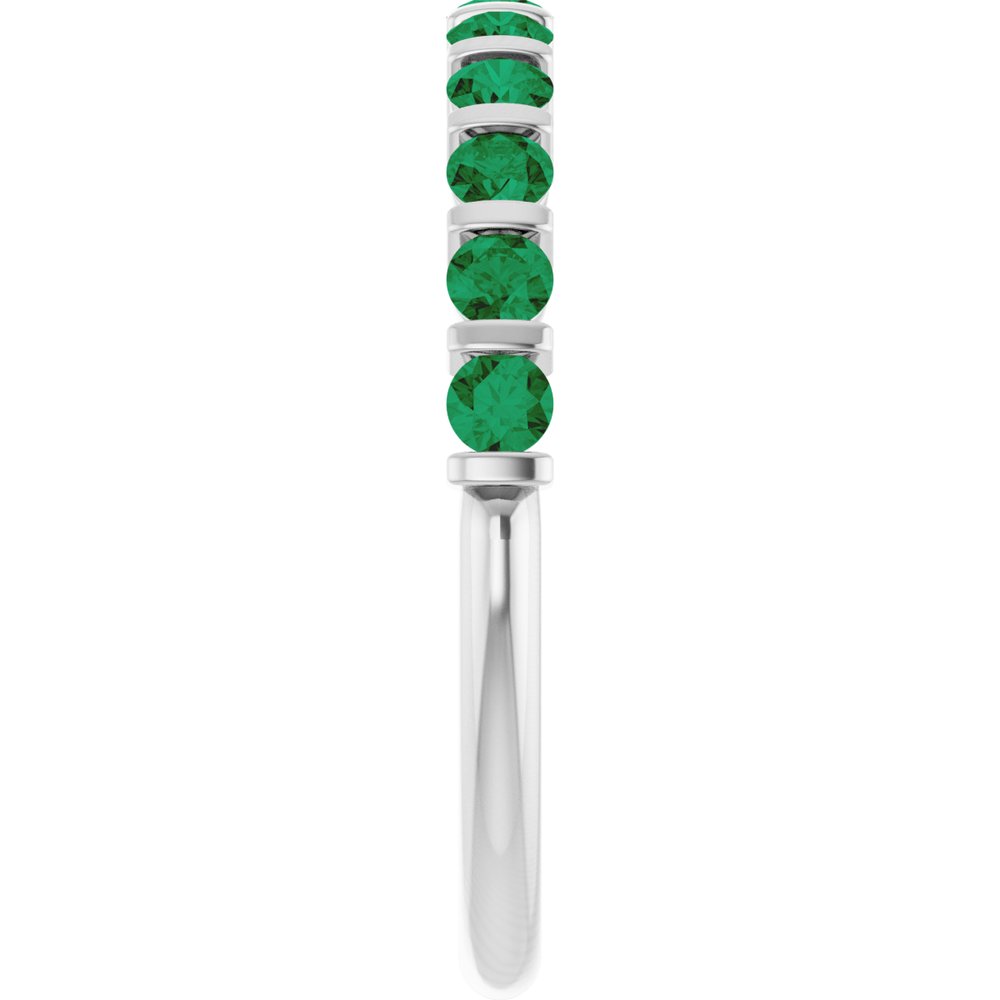 14K White Gold Lab-Grown Emerald Anniversary Band