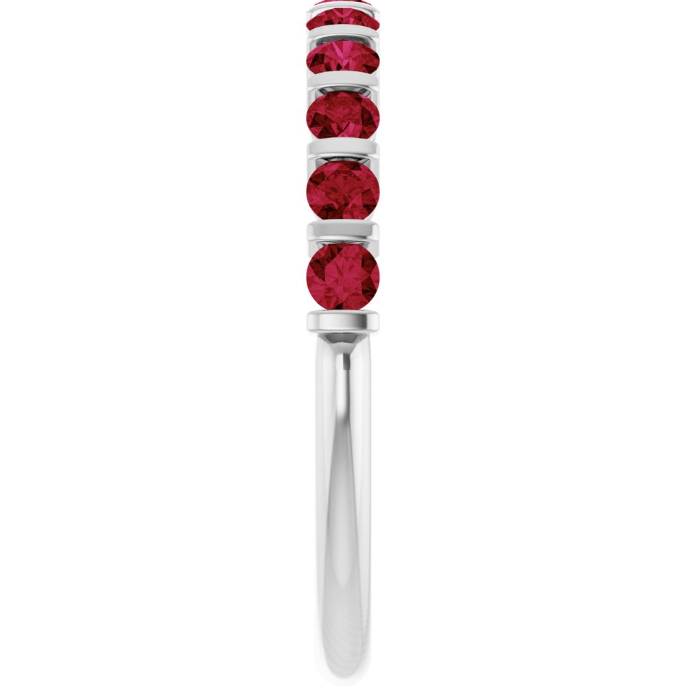 14K White Gold Lab-Grown Ruby Anniversary Band