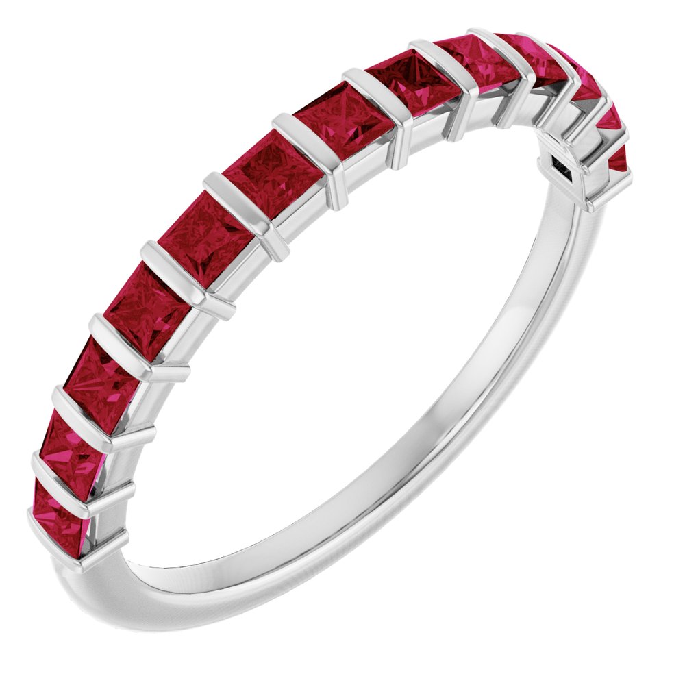 14K White Gold Lab-Grown Ruby Anniversary Band