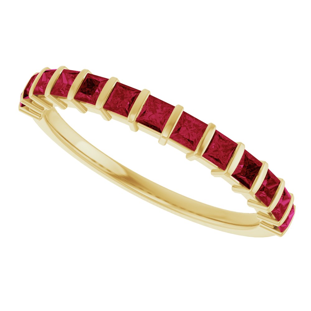 14K Yellow Gold Lab-Grown Ruby Anniversary Band