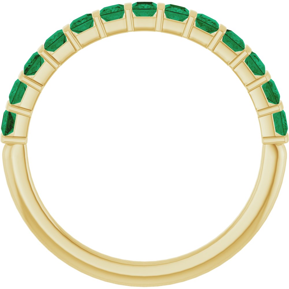 14K Yellow Gold Natural Emerald Anniversary Band