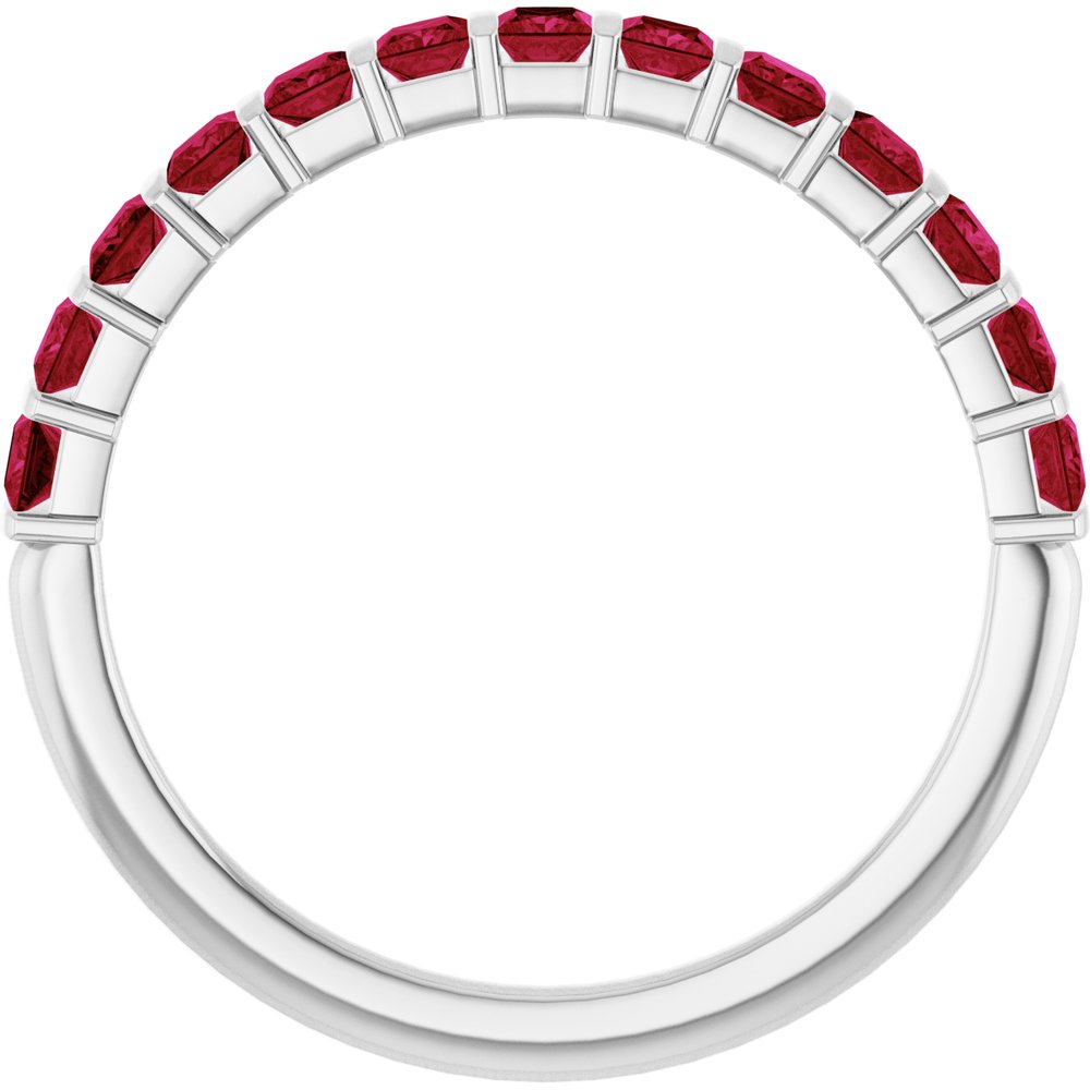 14K White Gold Lab-Grown Ruby Anniversary Band
