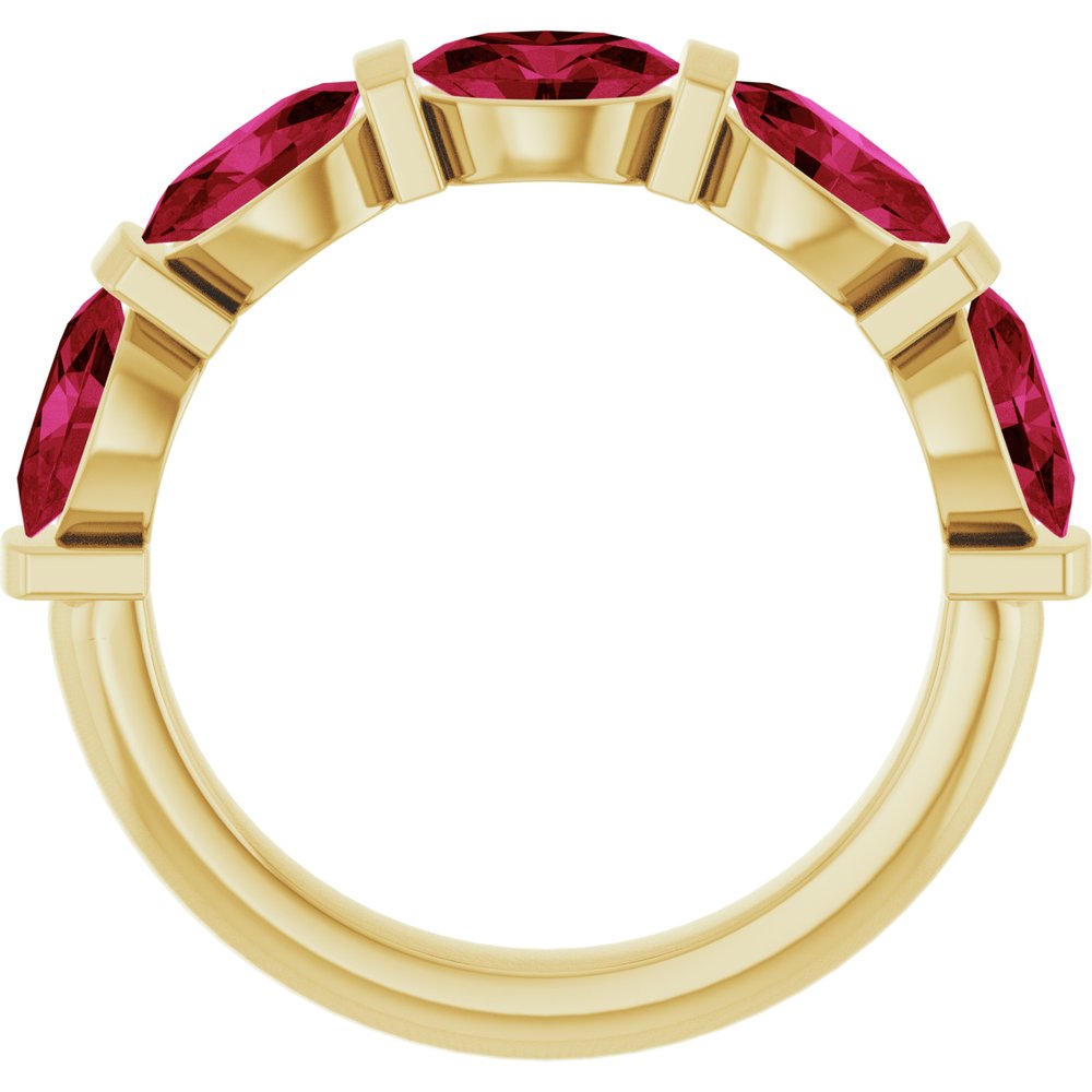 14K Yellow Gold Lab-Grown Ruby Anniversary Band